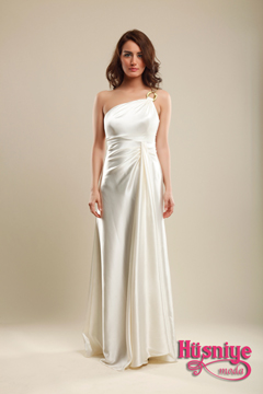 2010 satin , one shoulder strap   narrow dresses shoulder straps gold braid işleme.Koyu green , black and red   color choices are available.